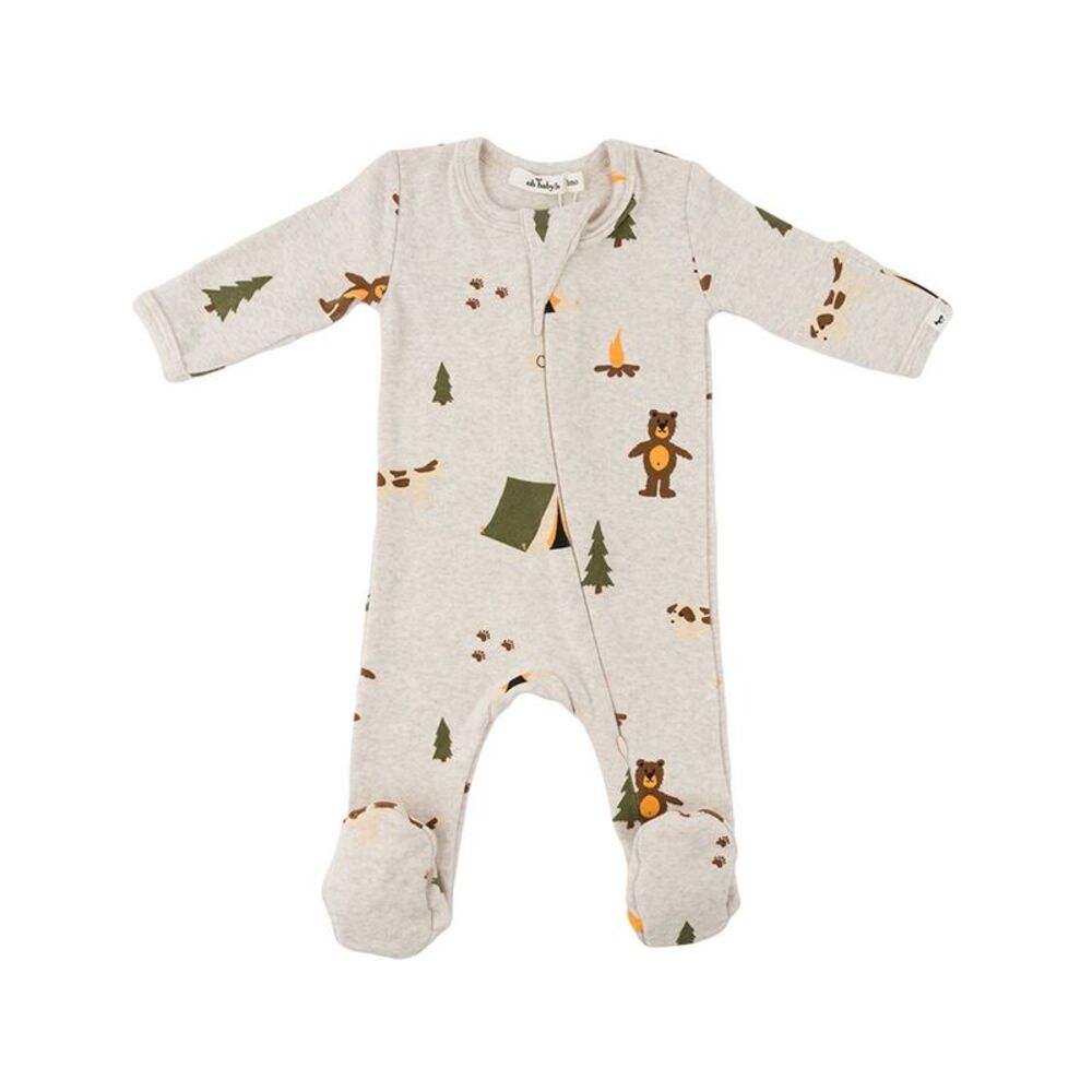 Oh Baby! Camping Print Zipper Footie